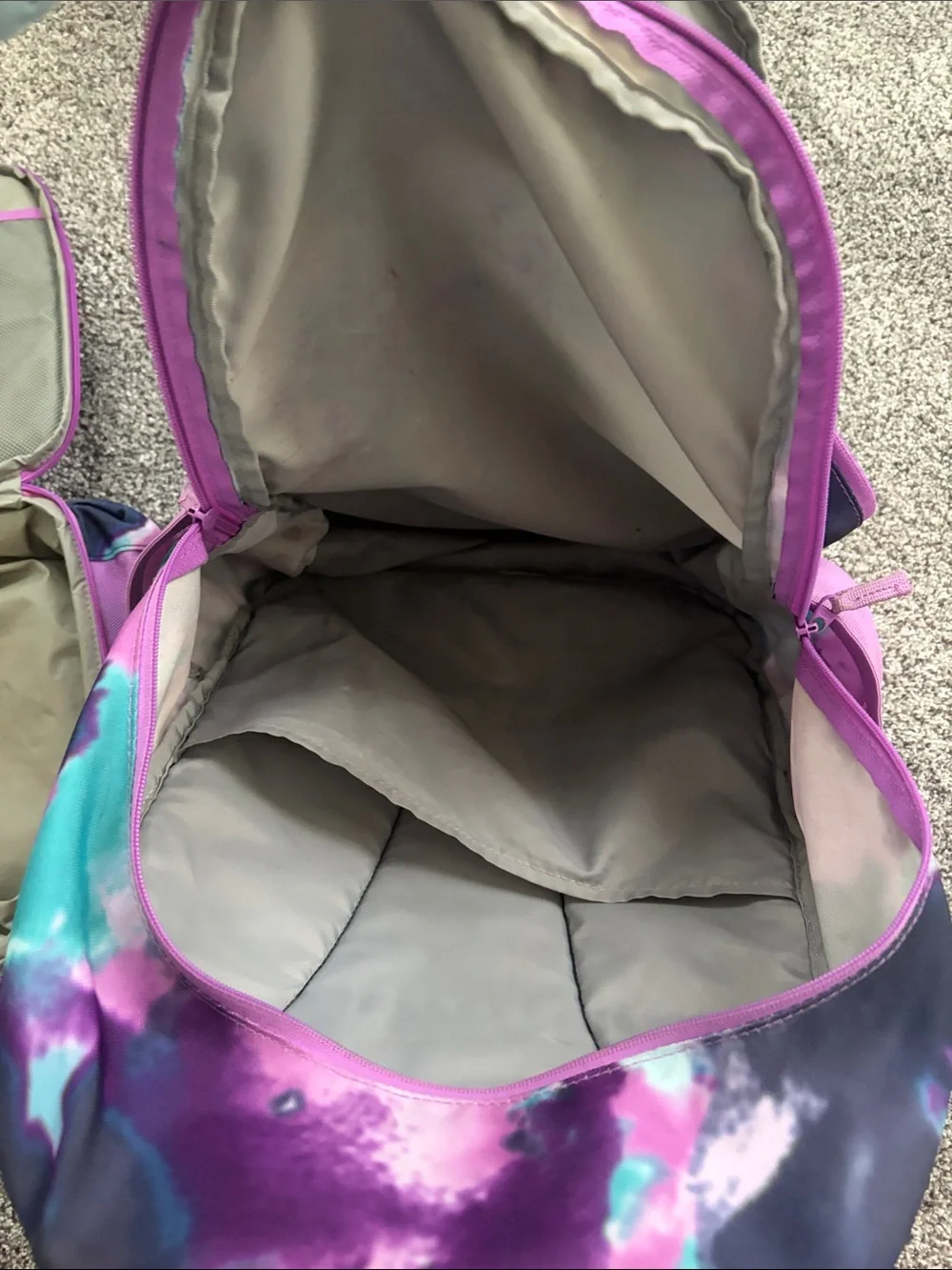 Lands' End Kids Purple & Teal Tie-Dye Backpack Set with Smiley Patch